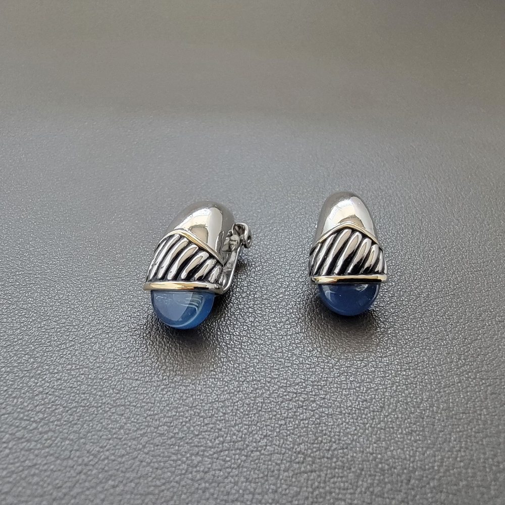Tahoe Jewelry by John Medeiros Blue Glass Clip-On Earrings - Picture 2 of 7